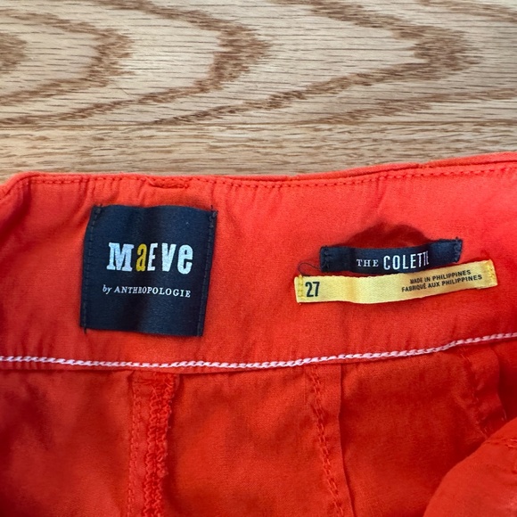 Anthropologie The Colette Magic Fabric Crop Wide-Leg Pants by Maeve Fire Red 27 - Picture 3 of 4